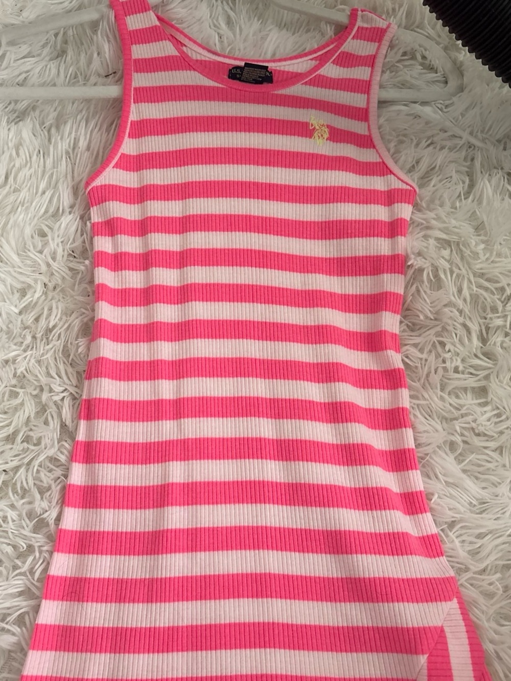 U.S. Polo Assn. Pink and White Striped Girls' Tank Dress